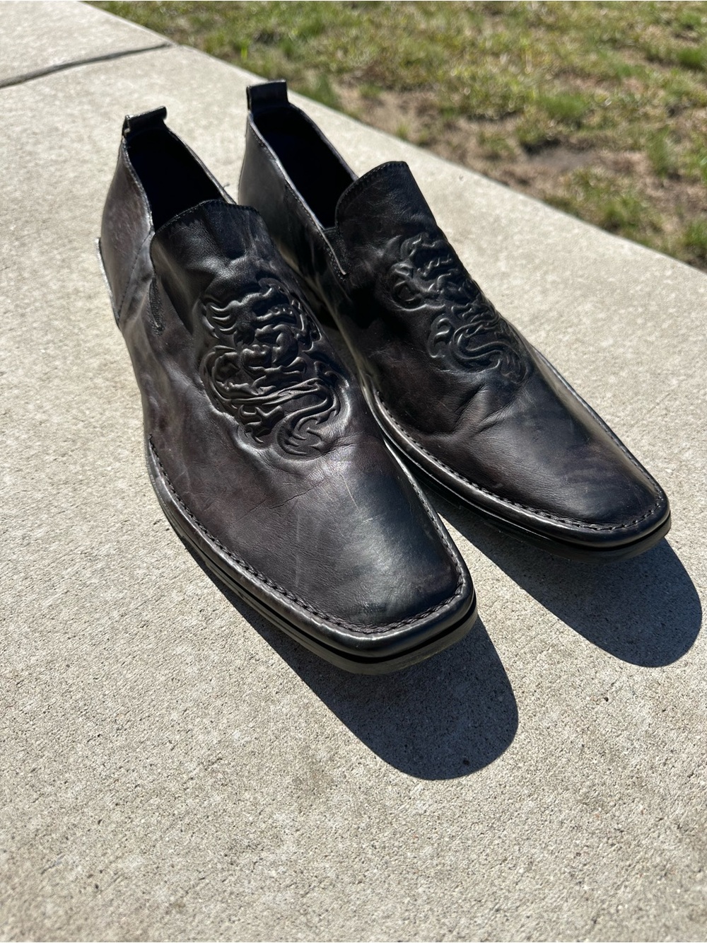 Mark Nason Rock Never Dies Dragon Leather Loafers Black US 13 Italy